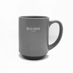 13oz light grey mug with dark grey glazed bottom , matte finish