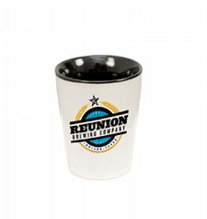 1.5oz black in/white out ceramic shot ,sublimation coated