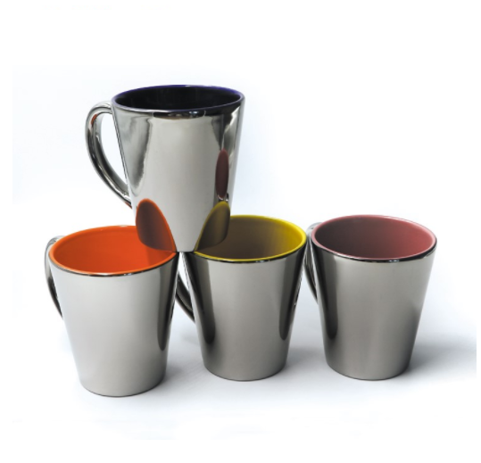 12oz conical metallic plating mugs , inside colored 2