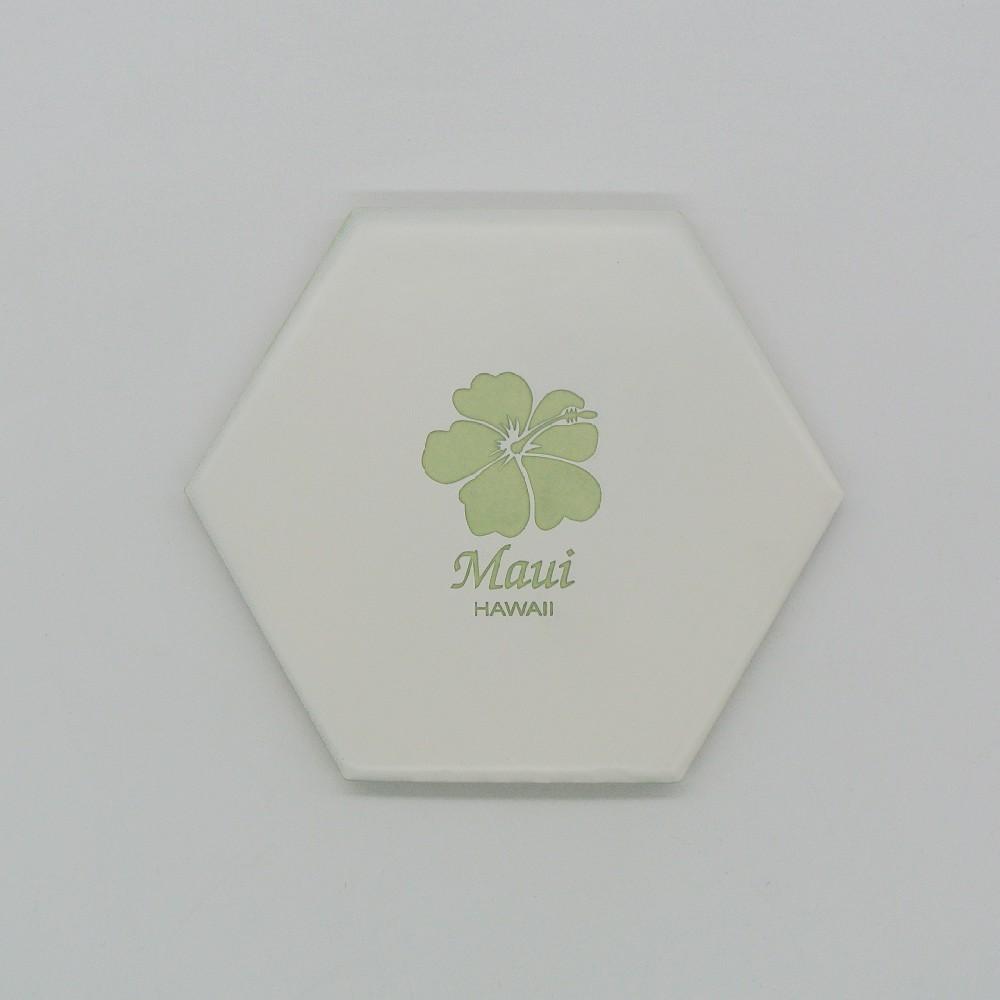 Color glazed hexagon ceramic coaster color coated for CO2 laser engraving