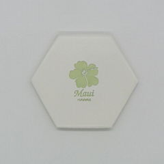 Color glazed hexagon ceramic coaster color coated for CO2 laser engraving