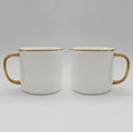 Sublimation bone china enamel mug,gold rim and handle