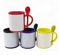 11oz solid color spoon mug with white patch