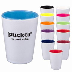 1.5oz black in/white out ceramic shot ,sublimation coated