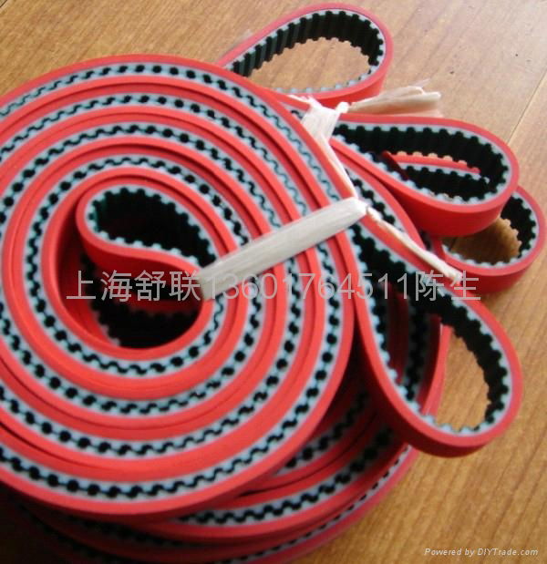 Industrial belts with red glue
