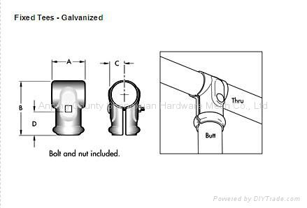 chain link fence post/pipe clamps-fixed tees