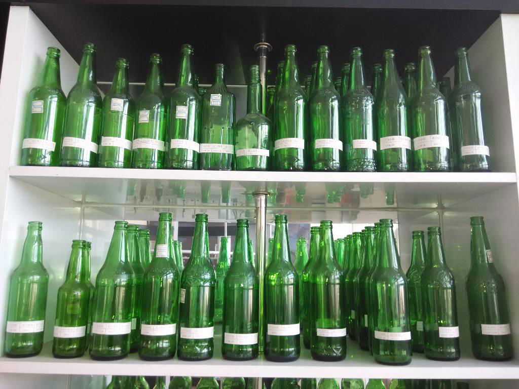 Green glass bottles