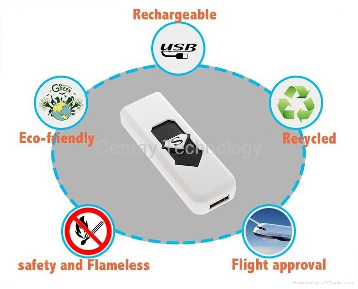 Rechargeable Black USB Battery Cigarette Flameless Lighter Windproof No Gas Elec 13