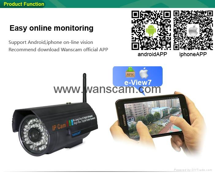 Wireless CMOS M-JPEG Outdoor Waterproof Bullet IP Camera  3