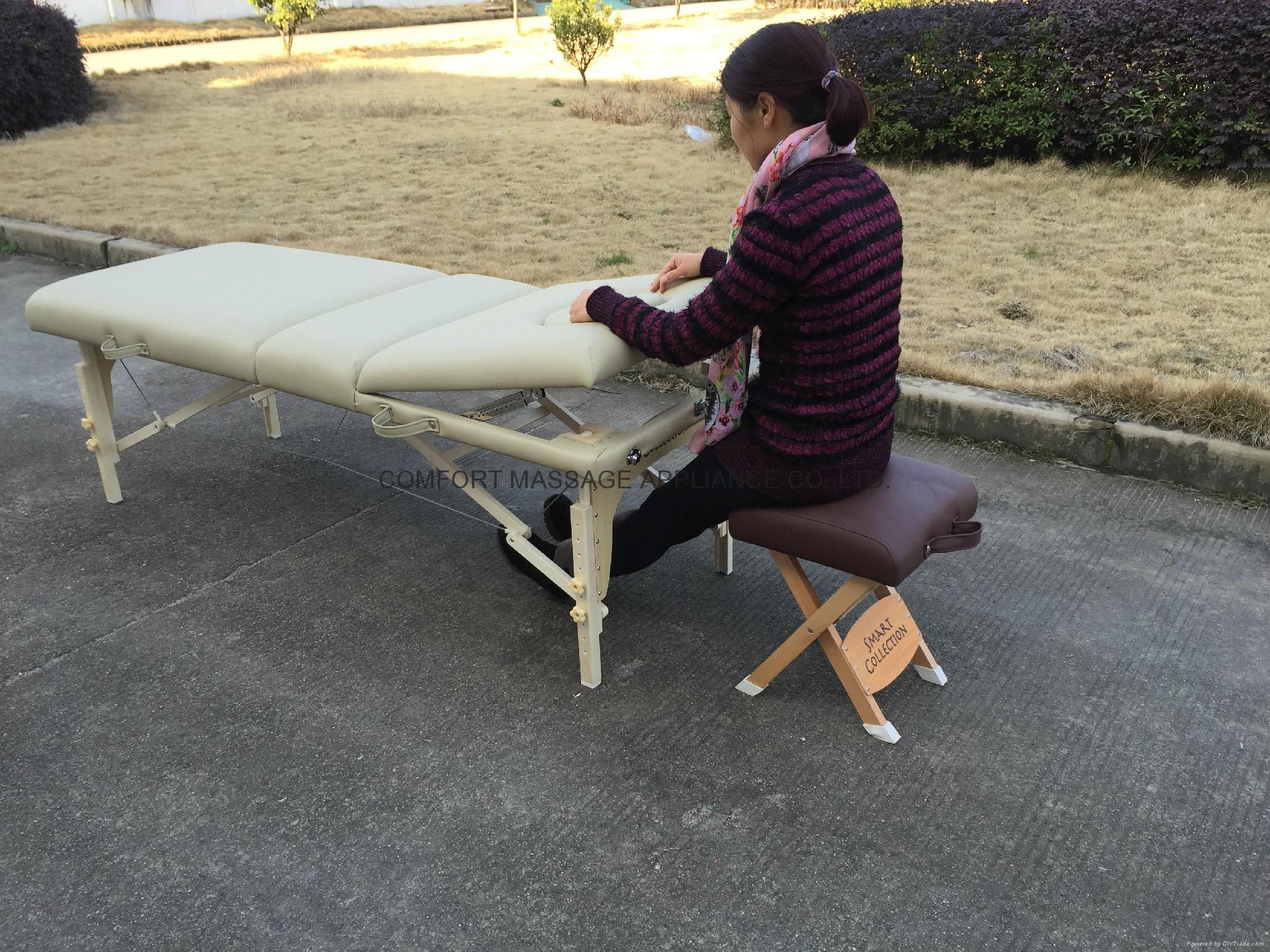 white beech massage table with adjustable backrest 2