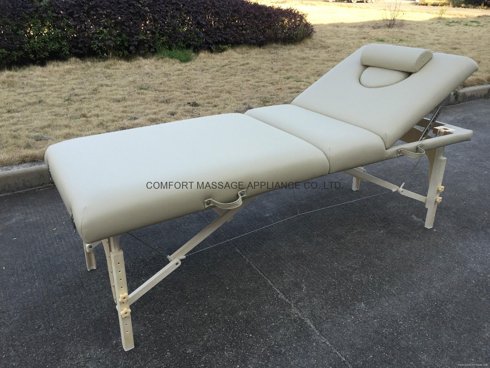 white beech massage table with adjustable backrest 3