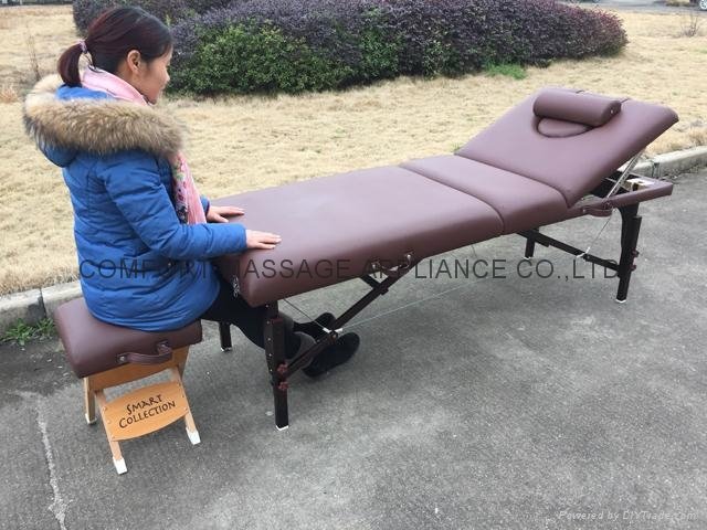 brown-red beech portable massage table with backrest MT-009-2H 4