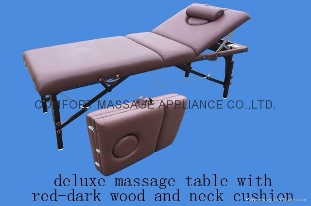 brown-red beech portable massage table with backrest MT-009-2H