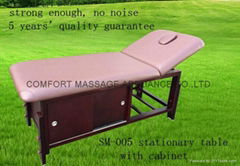 stationary massage table with cabinet