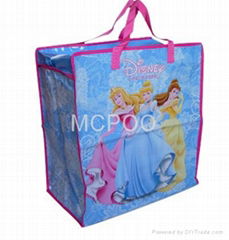 cartoon woven shopping promotional bag with zipper