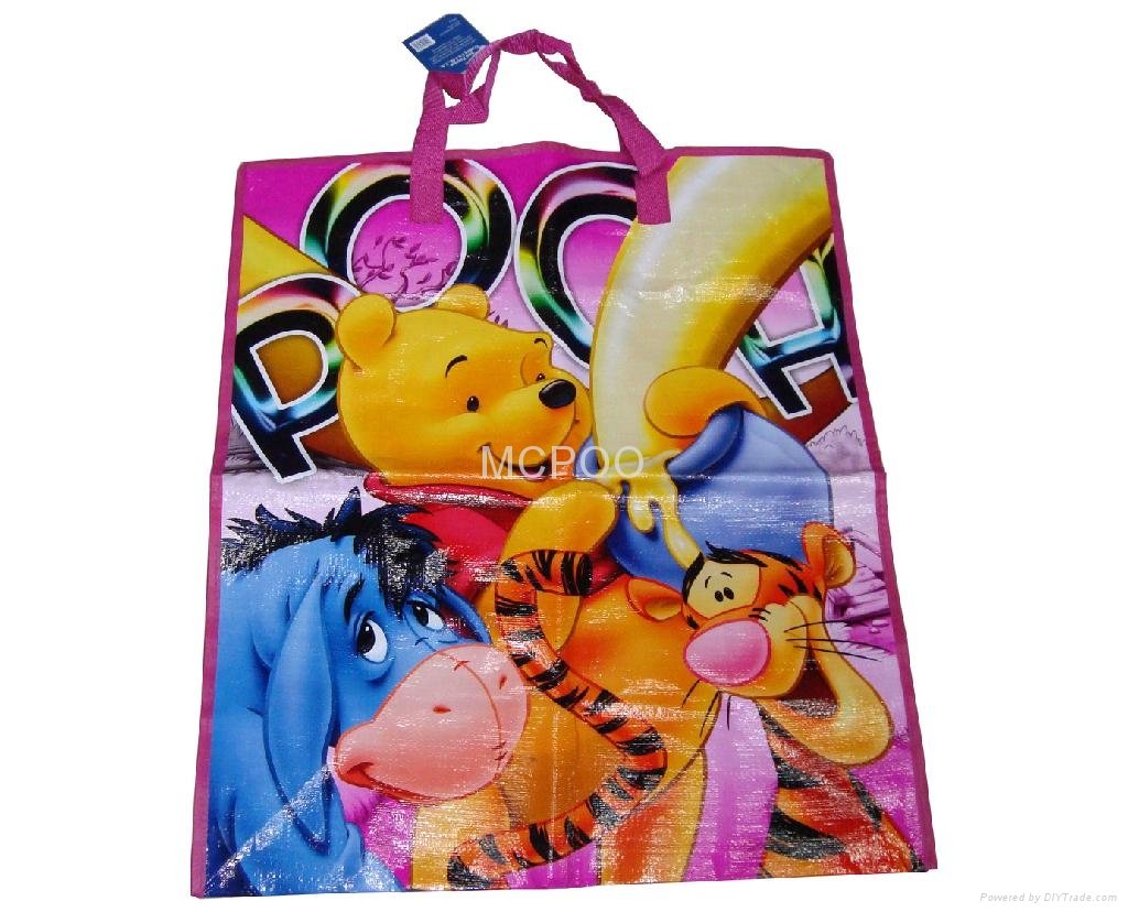 cartoon woven shopping promotional bag with zipper 3
