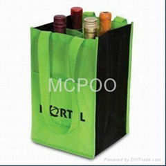 green shopping bag non woven wine bag