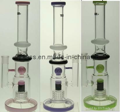 glass smoking water pipe with color matrix perc