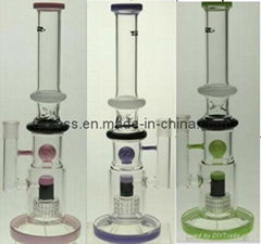 glass smoking water pipe with color matrix perc