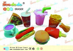 Soododo hamburger hotdog shaped erasers