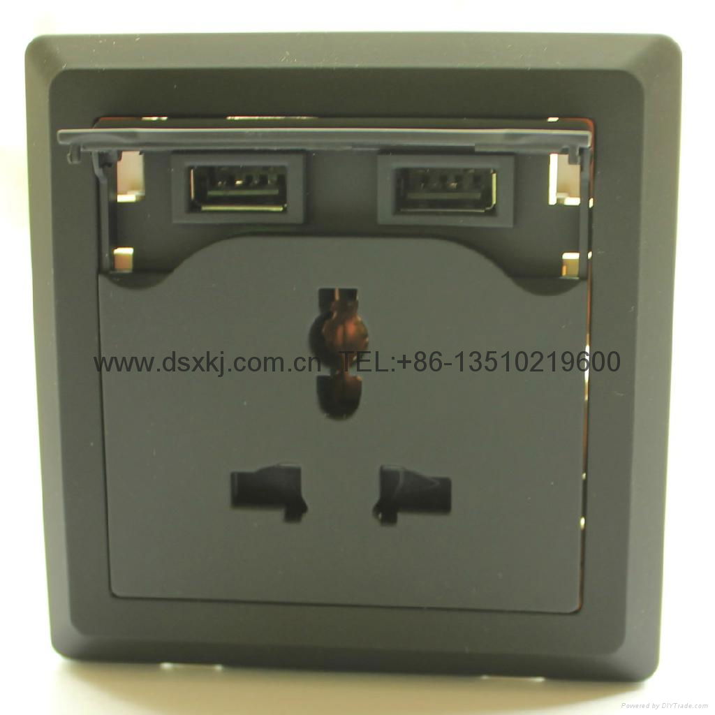 Double USB Wall Socket,  2100mA usb charging wall socket, Multi Socket 2