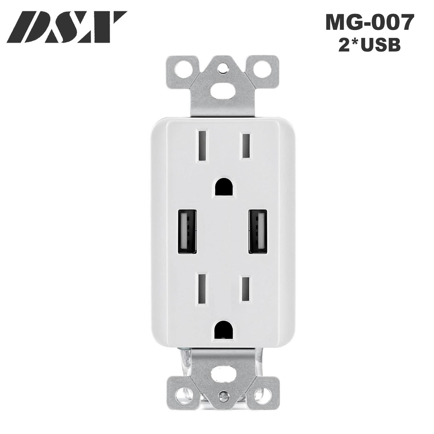 USA wall socket outlet with doulbe usb 2