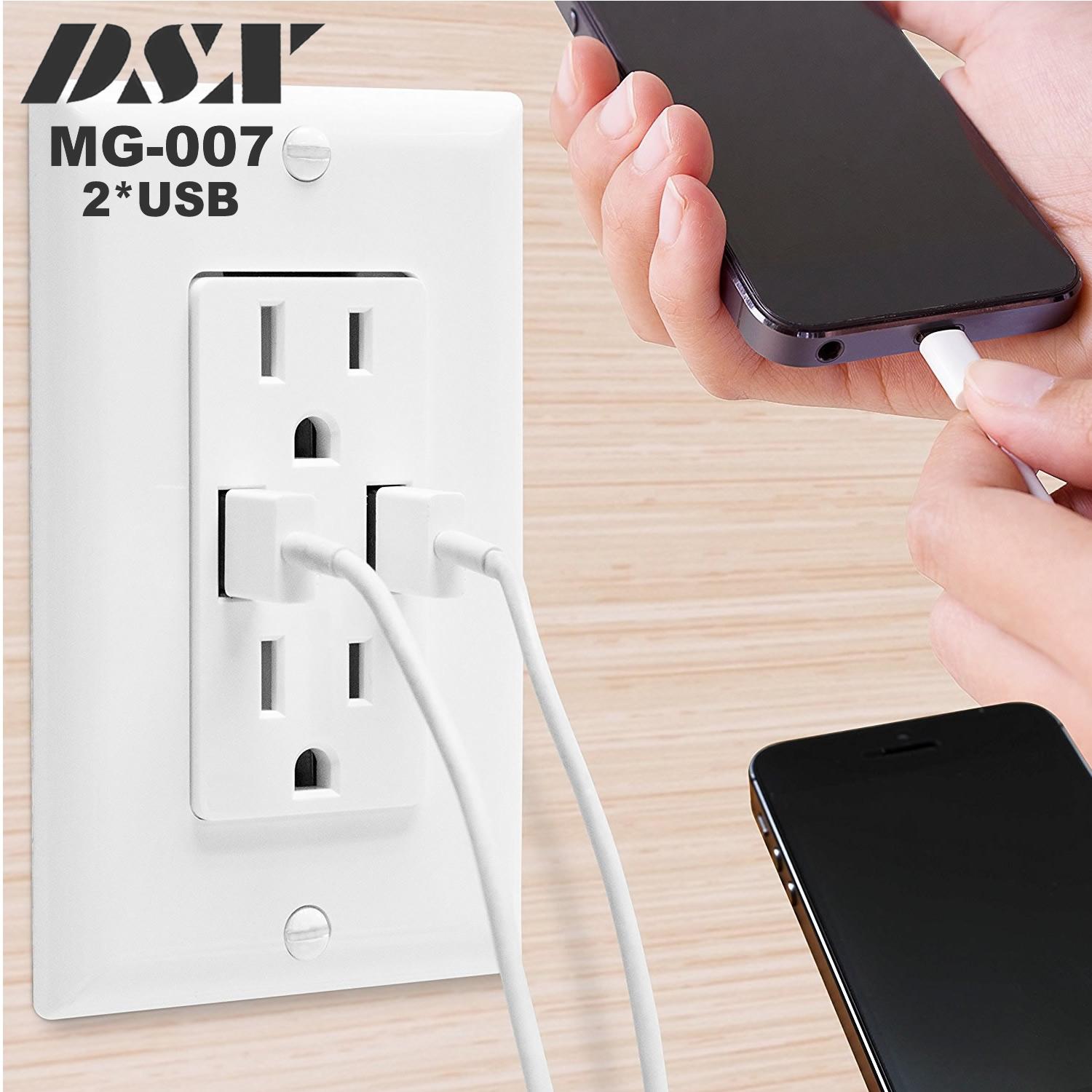 USA wall socket outlet with doulbe usb 3