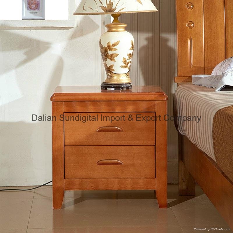 Hot selling New Nightstand Furniture Bedside Table made of Rubber Wood 4