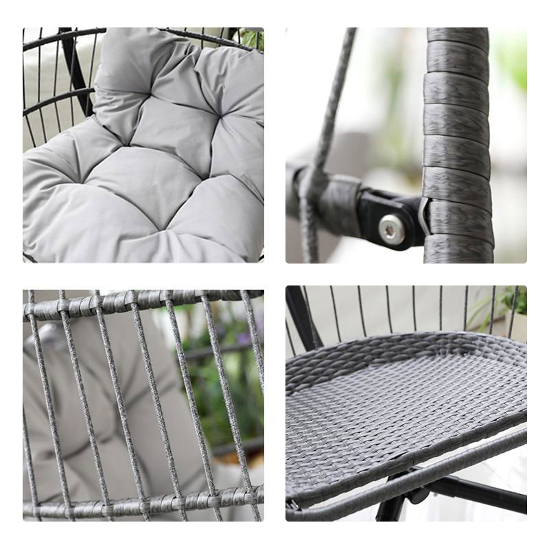 Outdoor indoor swing sofa garden patio foldable hanging swing rattan chair 4
