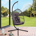 Swing egg chair with stand for outdoor patio swing egg wicker hanging chair