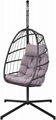 Swing egg chair with stand for outdoor patio swing egg wicker hanging chair