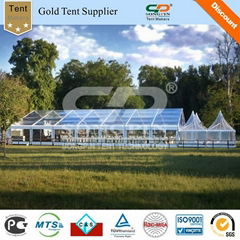 10x35m clear roof and sidewalls marquee tent with four 5x5m clear pagoda tents (
