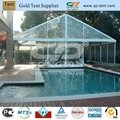 10x35m clear roof and sidewalls marquee tent with four 5x5m clear pagoda tents ( 3