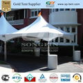6x6m high peak frame tent used for garden gathering and dinner with resin chairs