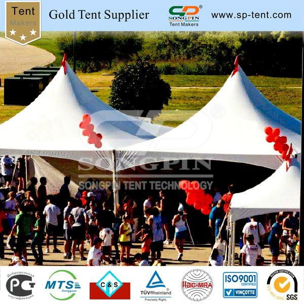 6x6m high peak frame tent used for garden gathering and dinner with resin chairs 5