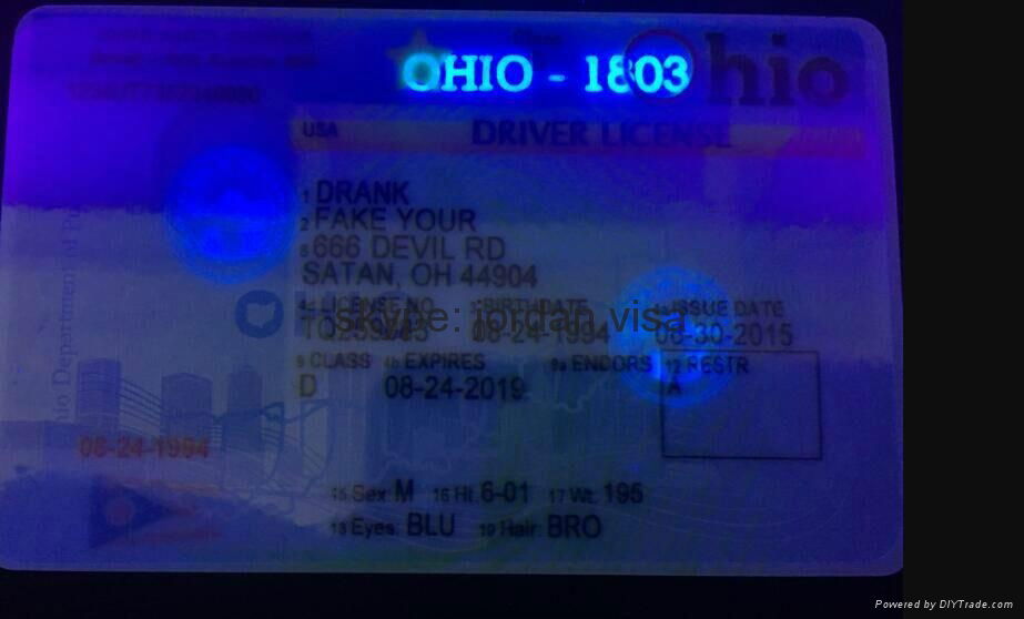 NJ  state ID overlay with UV light