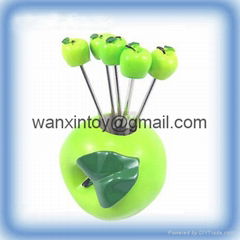 Home decoration apple shape resin fruit fork