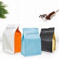 150g 250g 500g 1kg Food Grade Custom Printed Flat Bottom Coffee Bag Packaging 