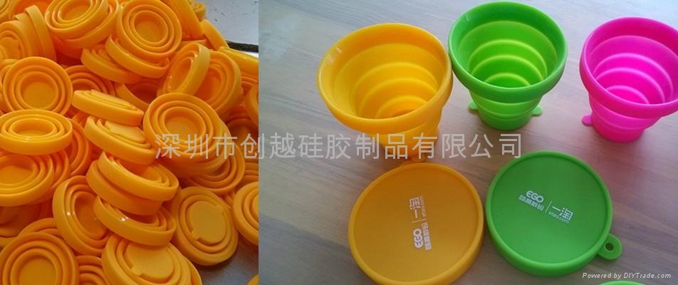 Folding silicon cup/Collapsible travel cup with lid 5