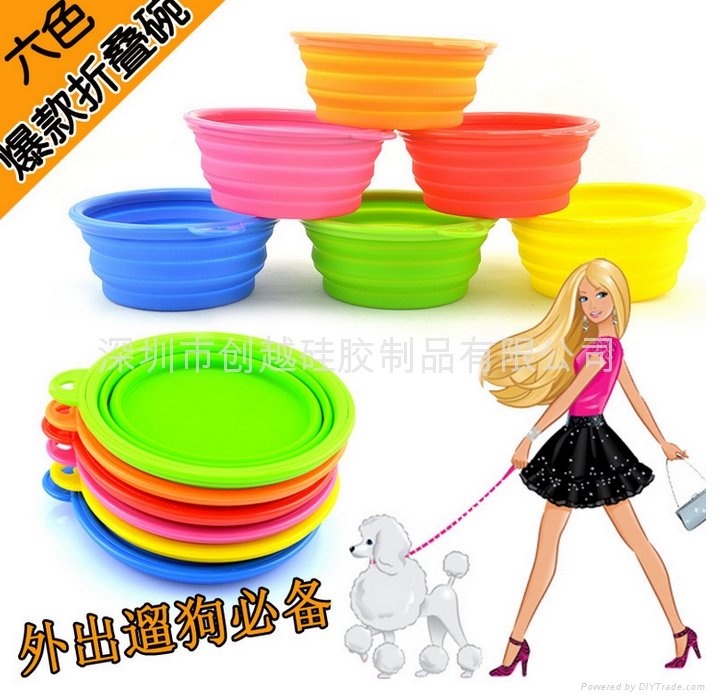 outdoor and home use camping collapsible silicone pet bowl