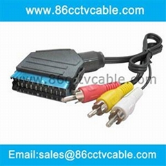 SCART to 3 RCA cable, Audio Video Cable