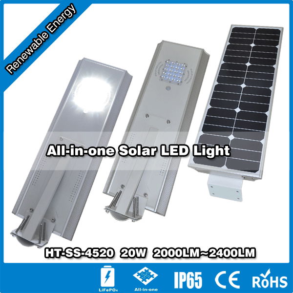 Hitechled 20W all-in-one solar LED street light lampu jalan PJU LED All In One 4