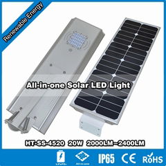 Hitechled 20W all-in-one solar LED street light lampu jalan PJU LED All In One