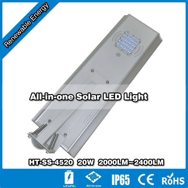 Hitechled 20W all-in-one solar LED street light lampu jalan PJU LED All In One 2