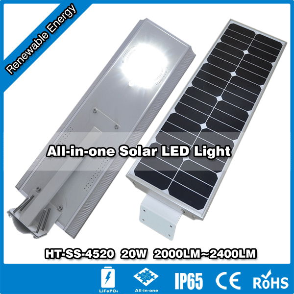 Hitechled 20W all-in-one solar LED street light lampu jalan PJU LED All In One 3