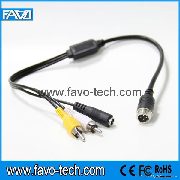 Vehicle Cable 4 Pin Male to RCA Male + DC