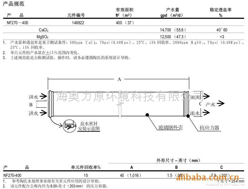美国陶氏反渗透膜元件 2