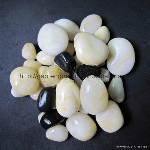 Various color and polished pebbles for paving
