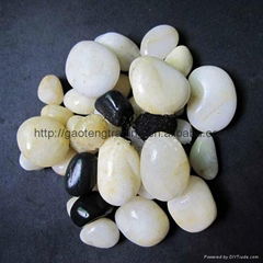 Various color and polished pebbles for paving