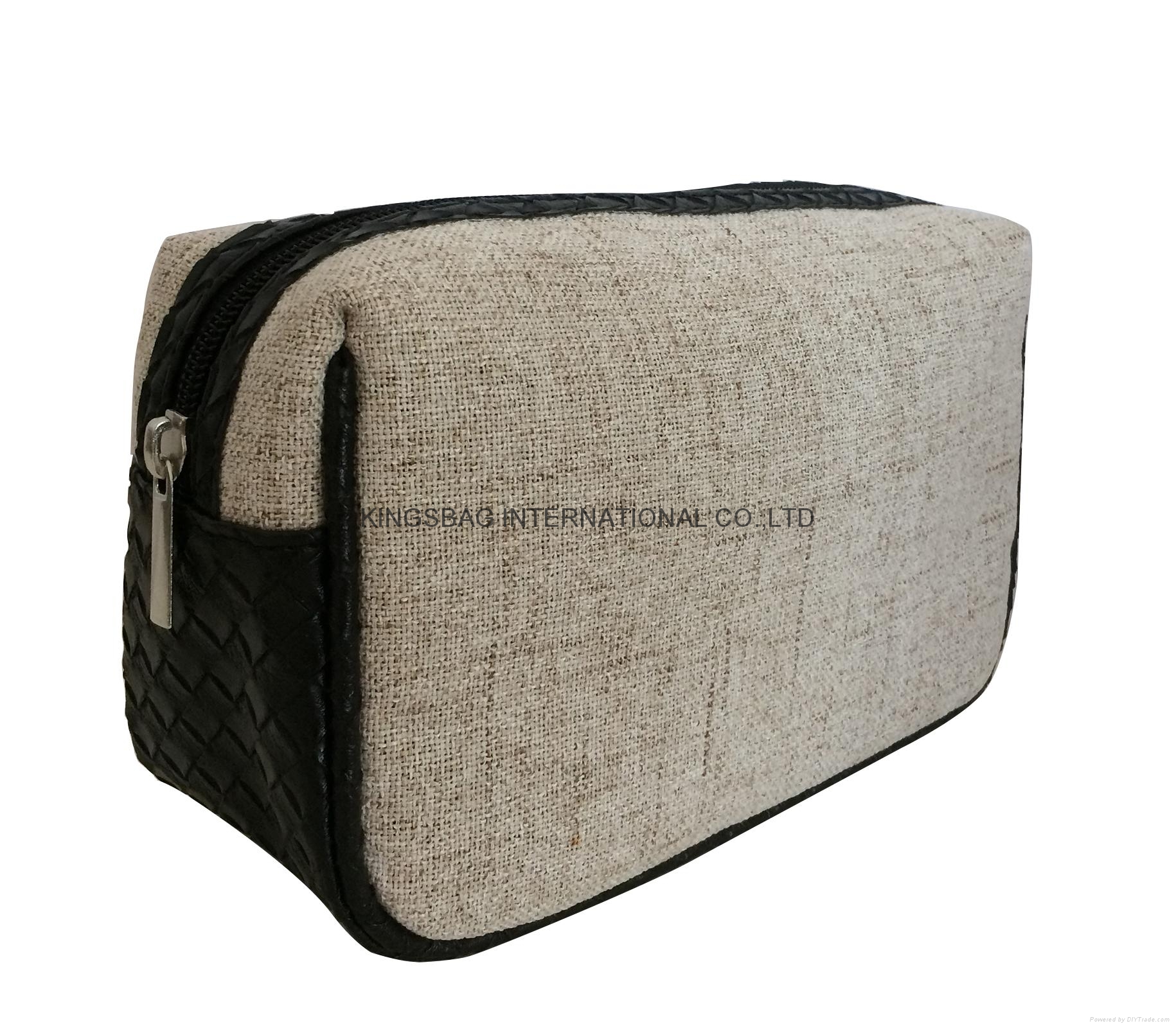 Deluxe jute/pu woven small size men's cosmetic bag,men's travel